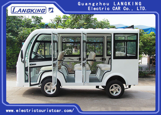 5KW Enclosed Passenger Cabin Electric Tourist Buggy 8 Seats White Color 0