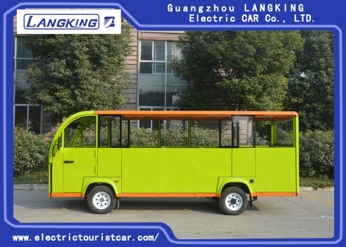 Green Electric Tourist Car With Semi Closed Door / Electric Sightseeing Bus 0