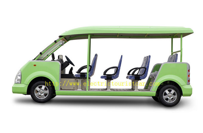 Capacious 11 Seats Green Electric Shuttle Car Resort Vehicles High Performance 0